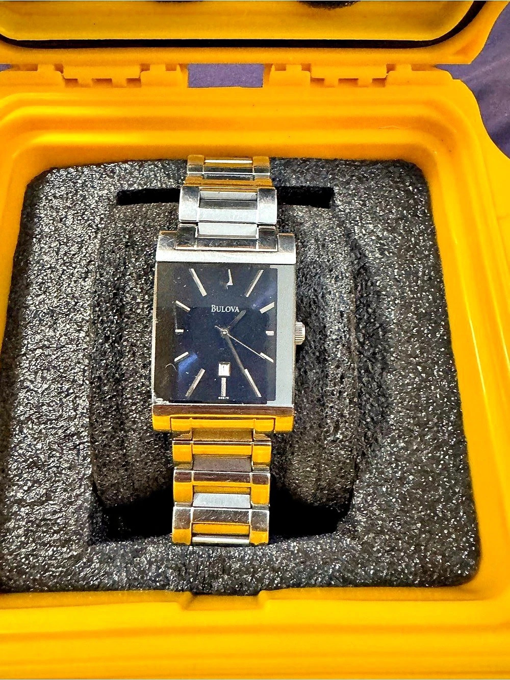 Bulova Classic Rectangular Blue Dial Watch Silver & Blue